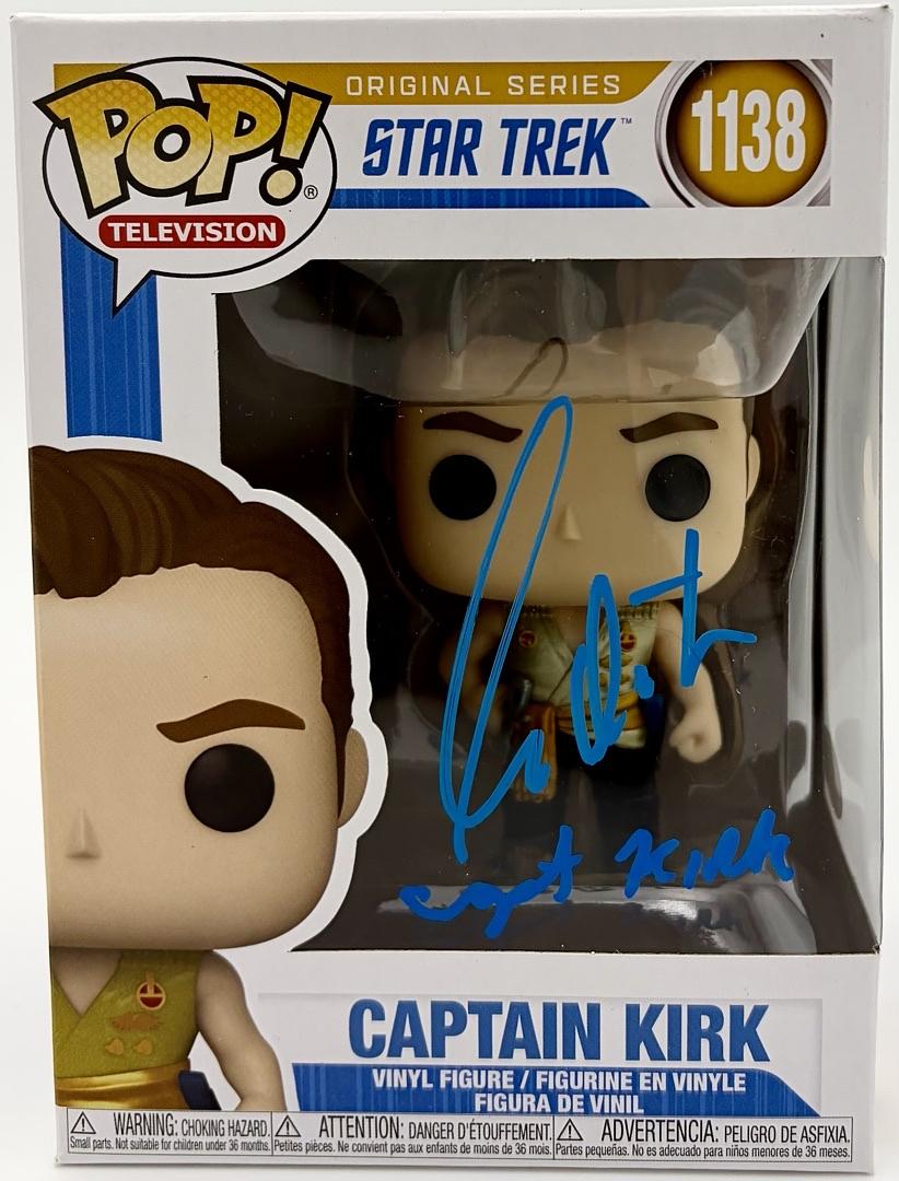 William Shatner Signed Funko Pop "Captain Kirk" (Star Trek) w/character name - JSA COA